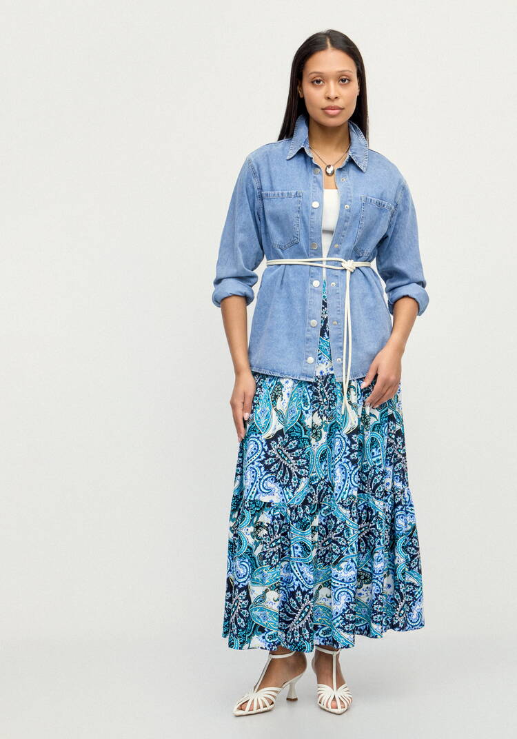 Юбка с воланами и принтом шир.  750, рис. 6