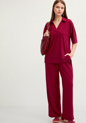 Брюки свободного кроя в рубчик