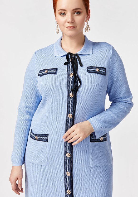 Платье миди с бархатной завязкой на горловине шир.  580, рис. 8