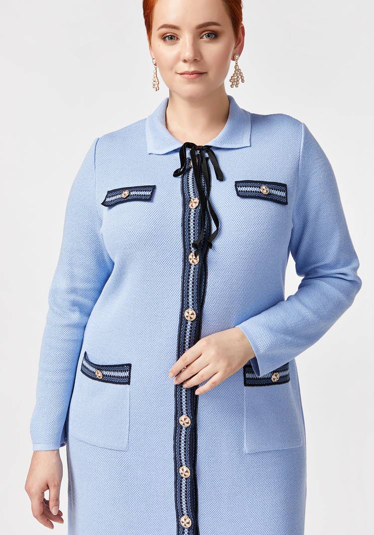 Платье миди с бархатной завязкой на горловине шир.  750, рис. 8