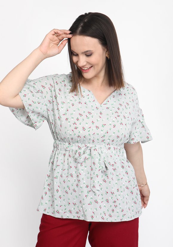 Блуза с рюшами на рукавах шир.  580, рис. 5