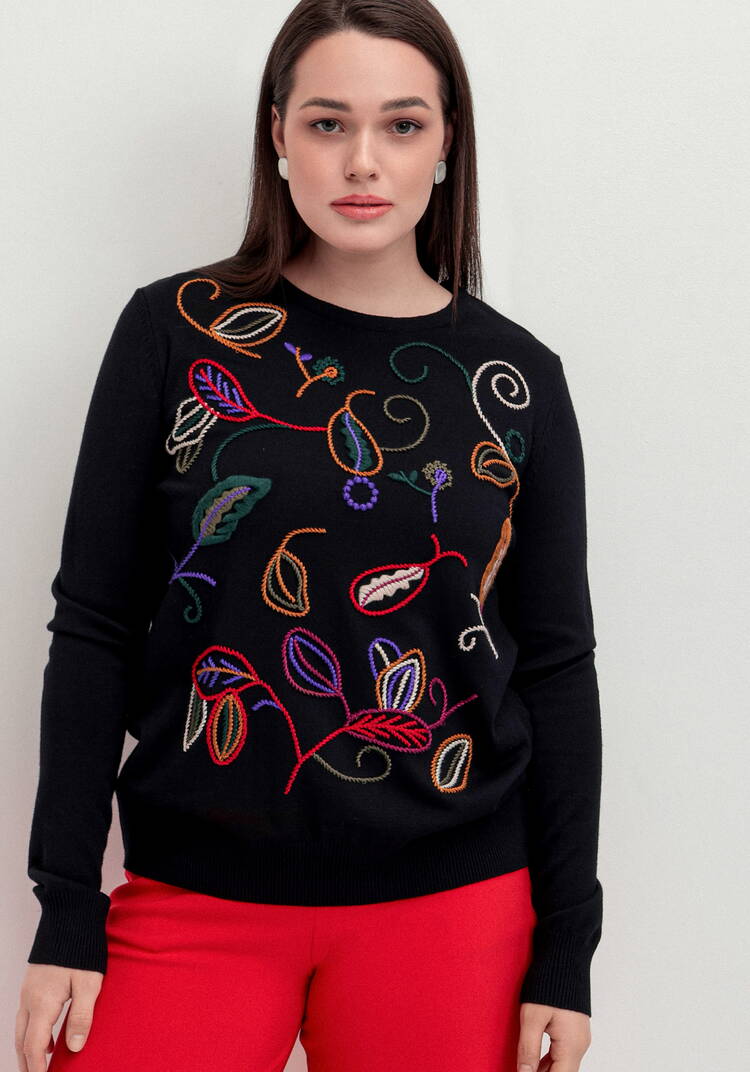 Джемпер с яркой абстрактной вышивкой шир.  750, рис. 18