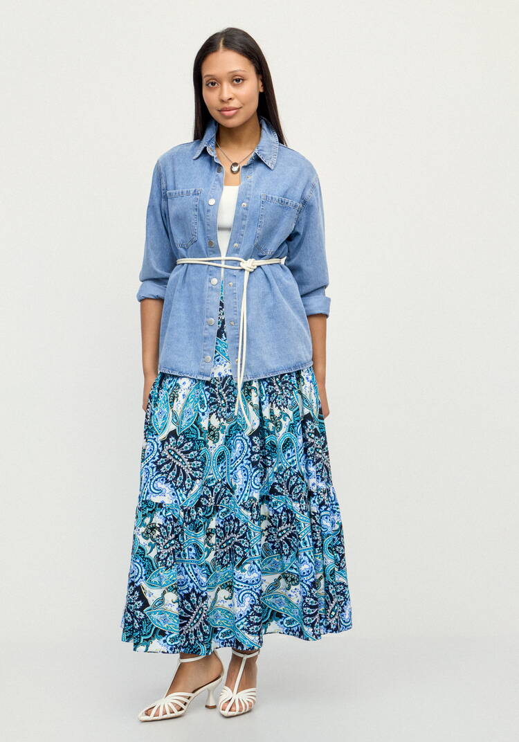 Юбка с воланами и принтом шир.  750, рис. 1