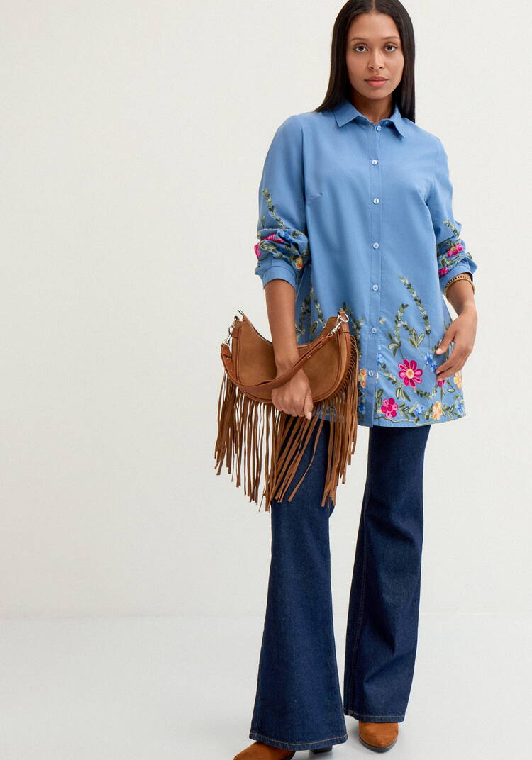 Рубашка с цветочной вышивкой шир.  750, рис. 15