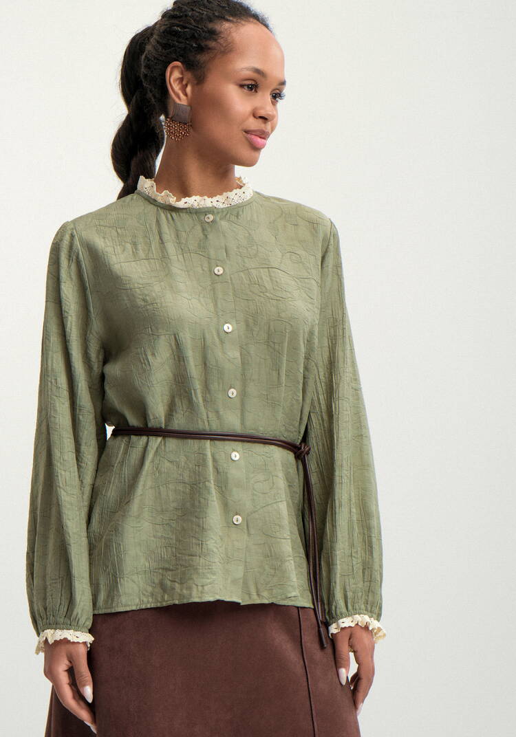 Блуза с отделкой кружева Аниса шир.  750, рис. 16