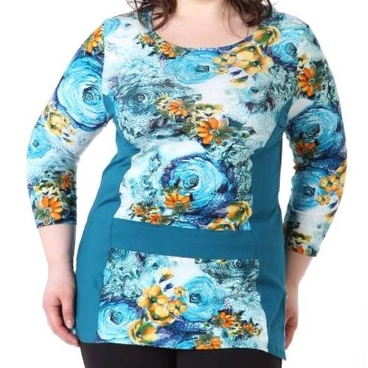 Блуза с ярким цветочным принтом шир.  750, рис. 1