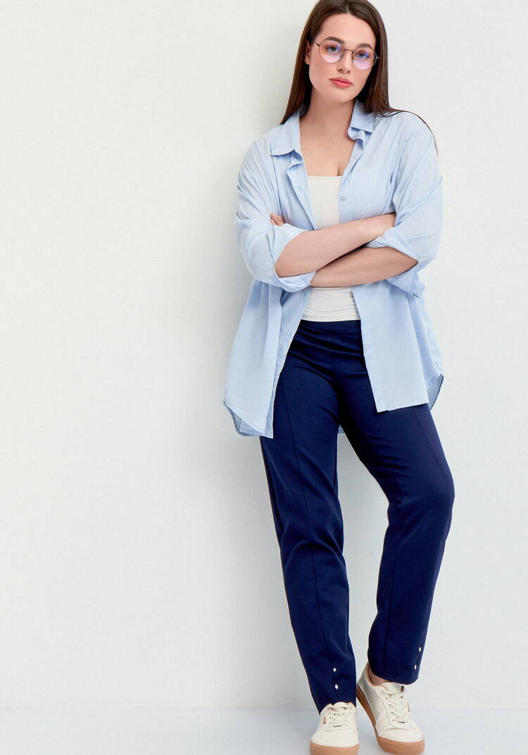 Брюки с эффектом утяжки и декором по низу шир.  750, рис. 9