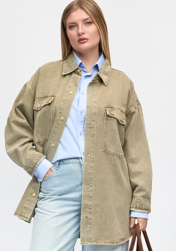 Джинсовая куртка-рубашка Кристина шир.  580, рис. 3