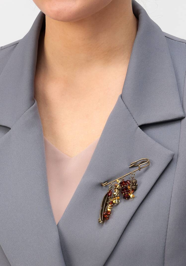 Брошь-булавка Янтарное пёрышко шир.  750, рис. 4