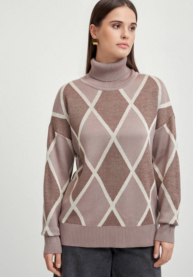 Свитер с рисунком ромбы и метанитью шир.  750, рис. 4