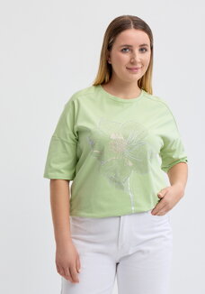 Футболка с цветочным принтом и стразами