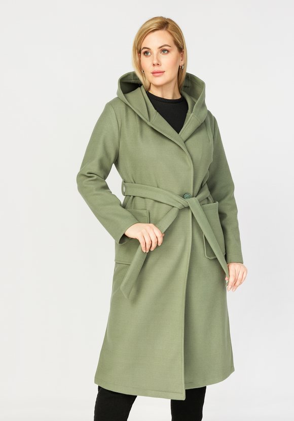 Пальто удлиненное с поясом и капюшоном шир.  580, рис. 13