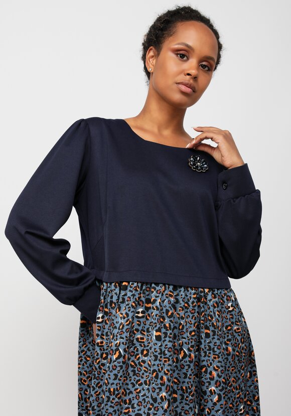 Платье из комбинированной ткани Амелия шир.  580, рис. 7