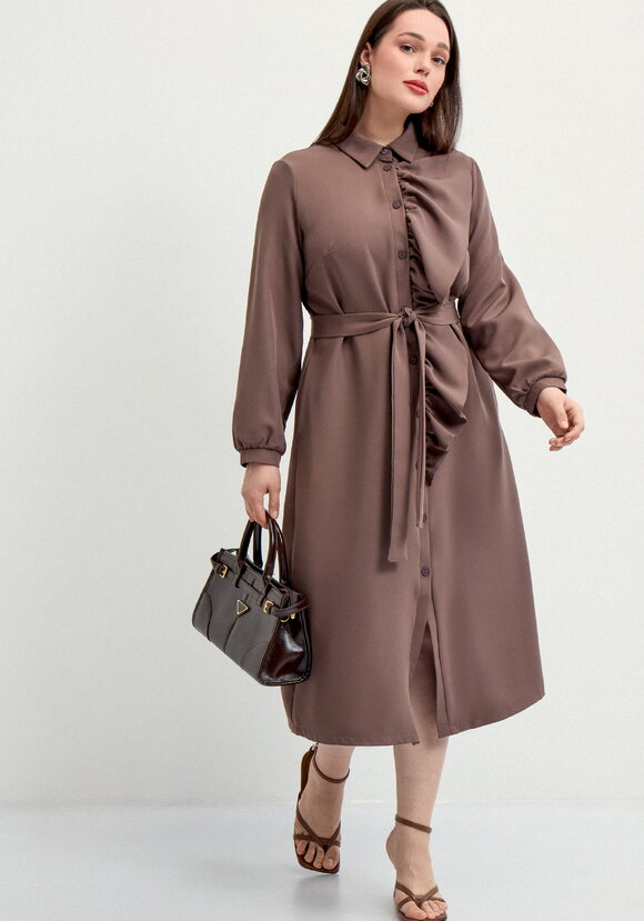 Платье с декоративной сборкой на пуговицах шир.  580, рис. 11