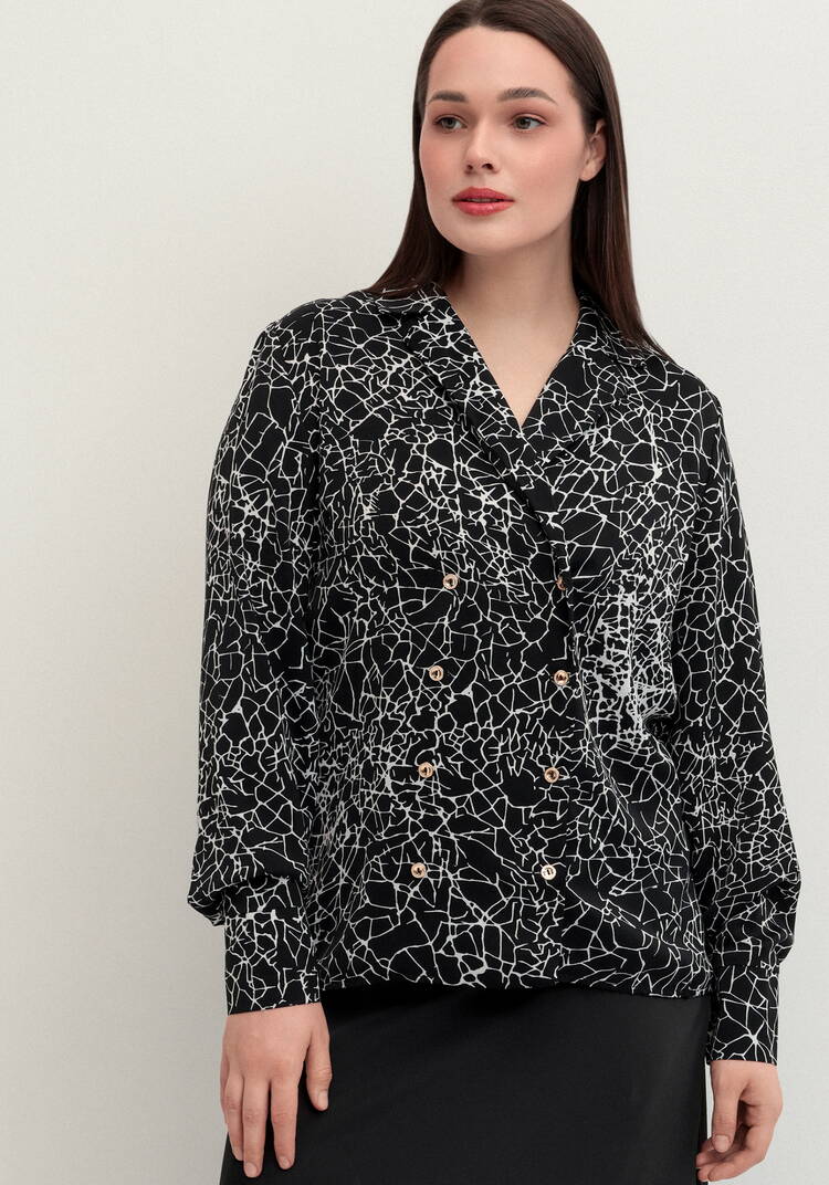 Блуза с отложным воротником двубортная шир.  750, рис. 4