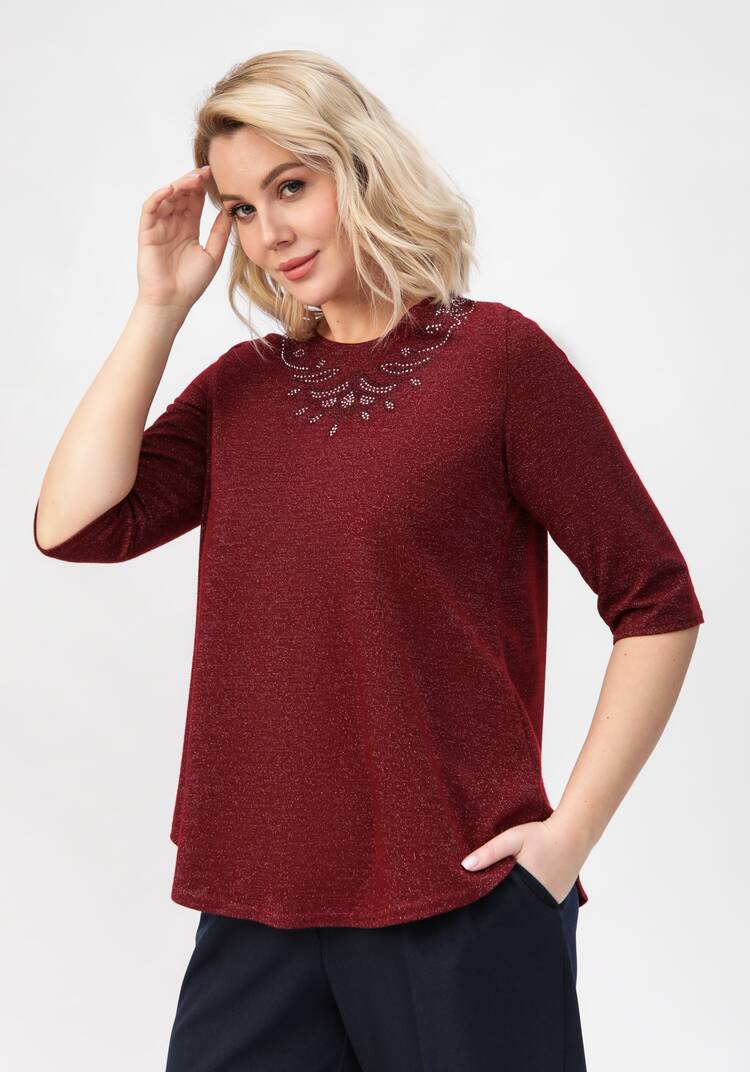 Блуза с декором из страз по горловине шир.  750, рис. 25