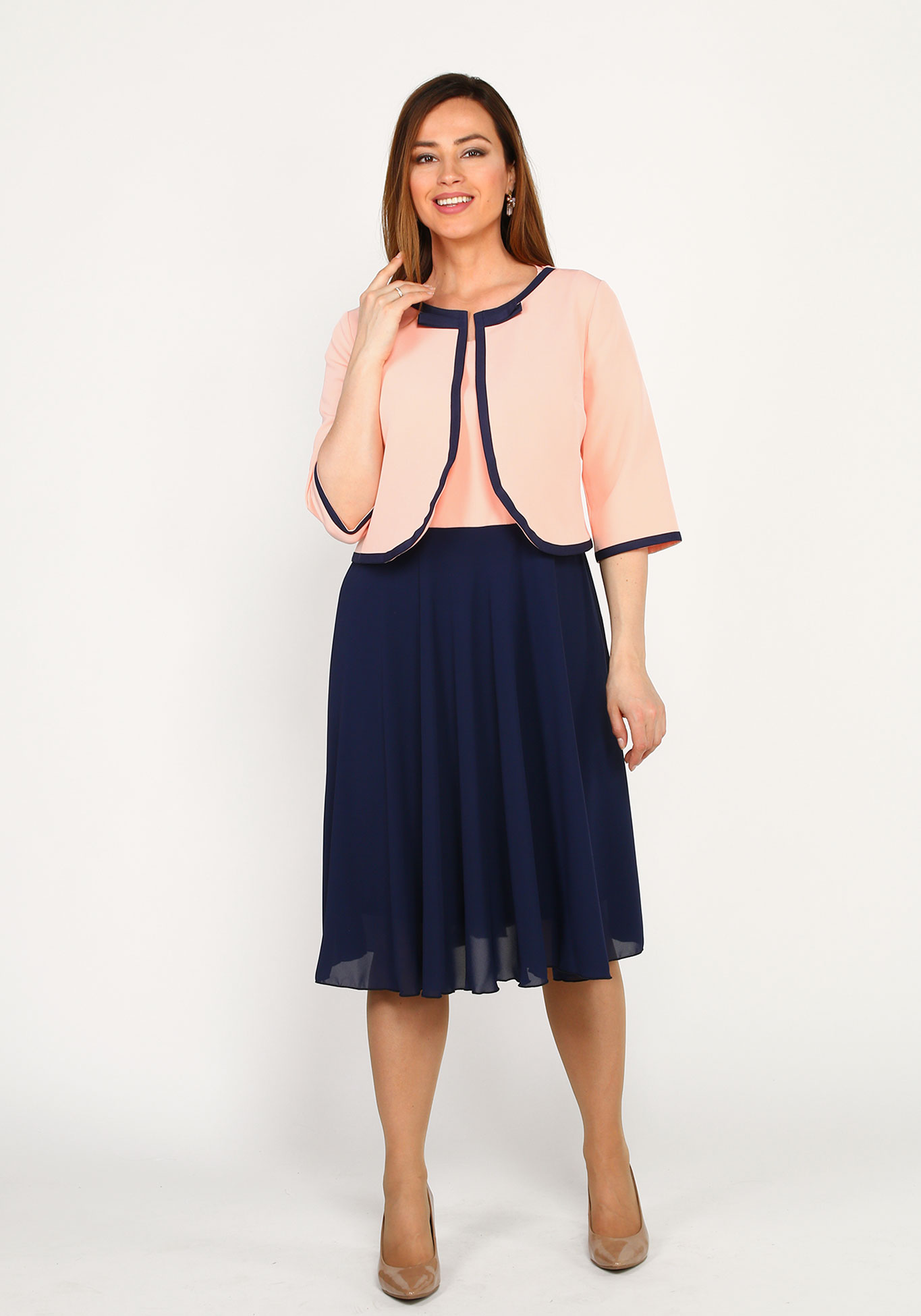Комплект: платье и болеро Bel Fiore, размер 56, цвет бежевый - фото 3
