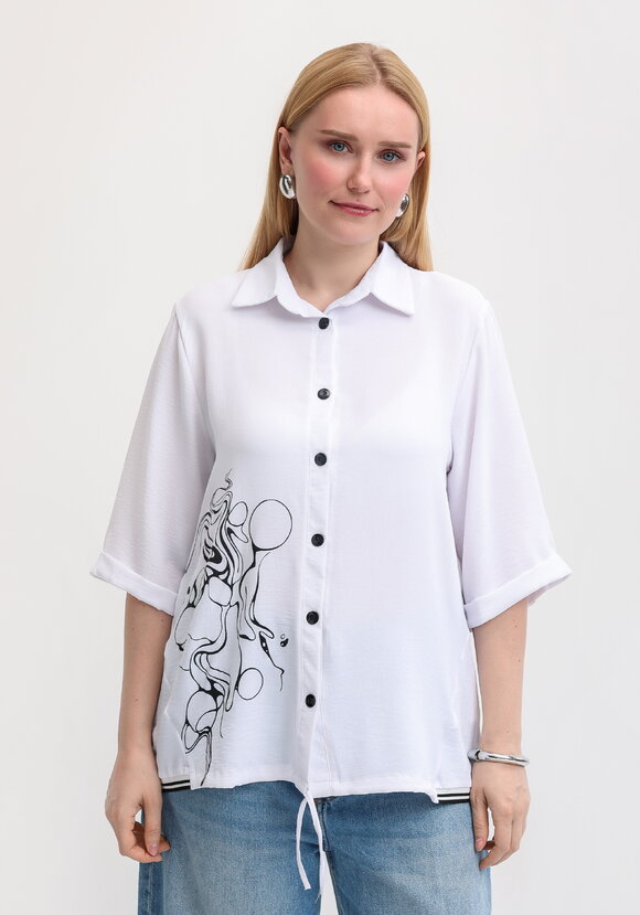 Рубашка с рукавом 3/4 и принтом шир.  580, рис. 4