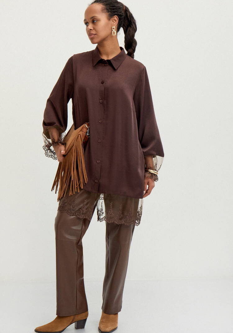 Туника с кружевом на пуговицах шир.  750, рис. 2