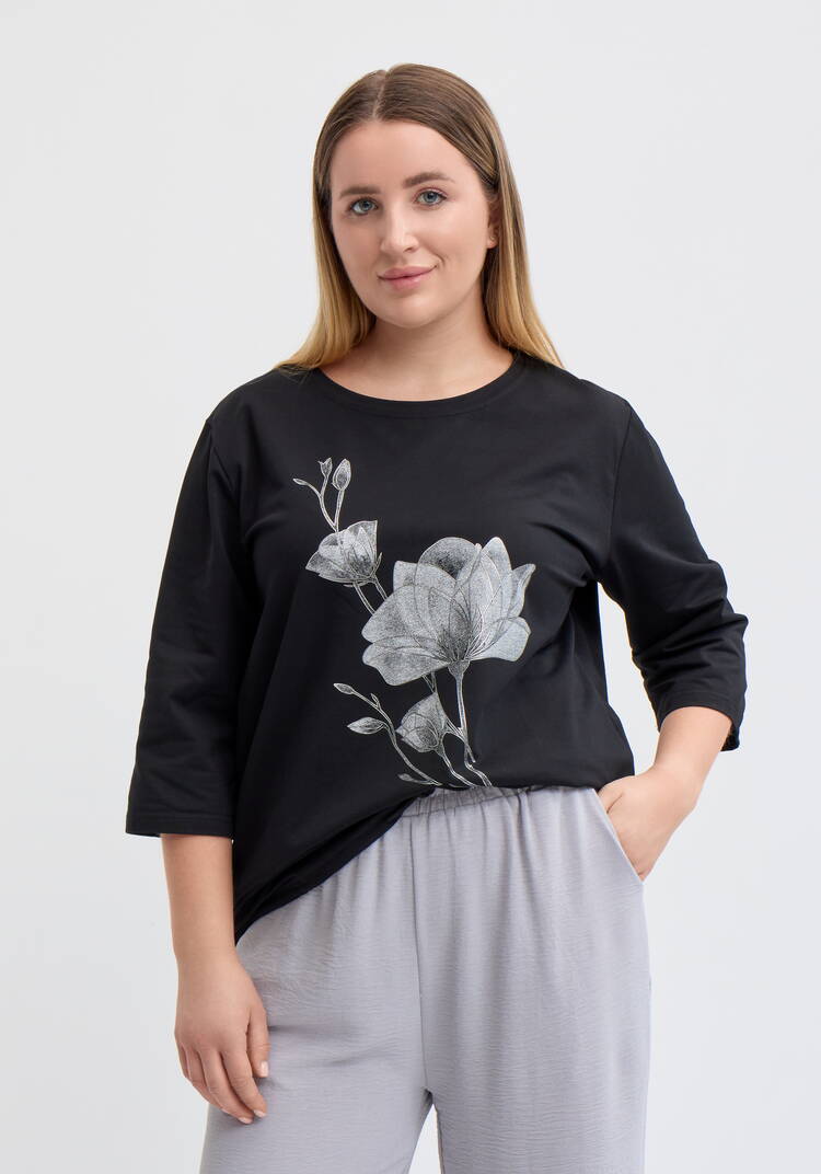 Блуза на кулиске с принтом шир.  750, рис. 1