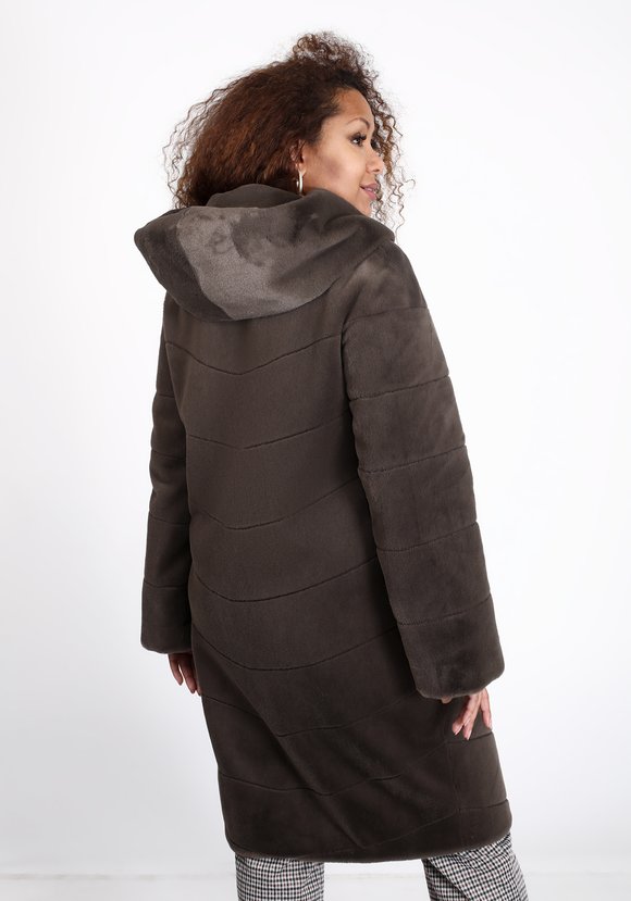 Шуба из эко норки с капюшоном шир.  580, рис. 3