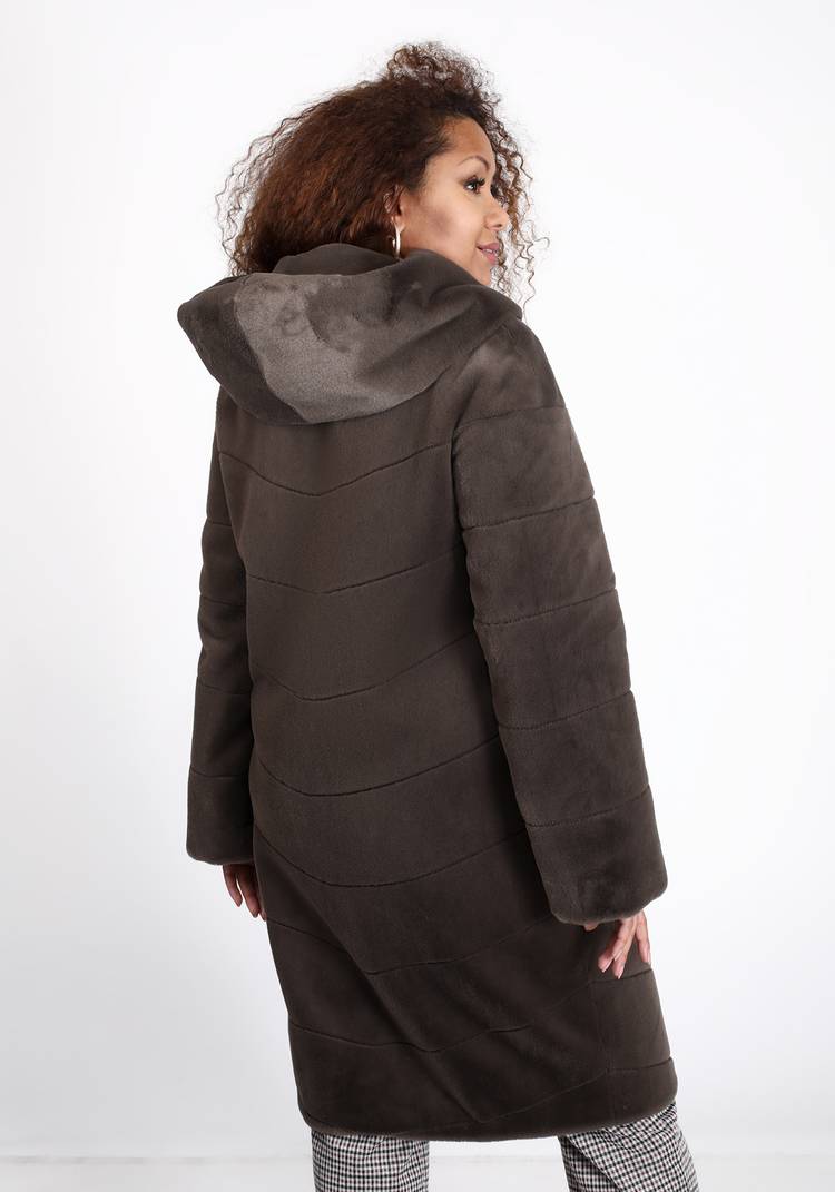 Шуба из эко норки с капюшоном шир.  750, рис. 3