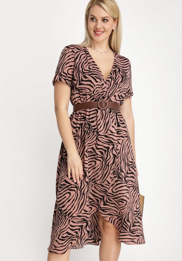 Платье с запахом с принтом Зебра шир.  580, рис. 14