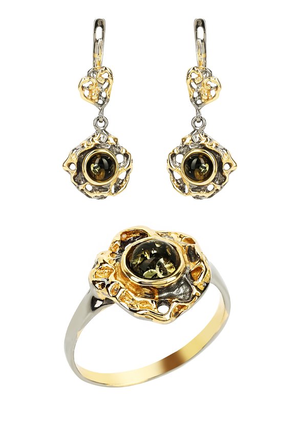 Серебр набор(серьг+кольц) Балтийская сказка шир.  580, рис. 2