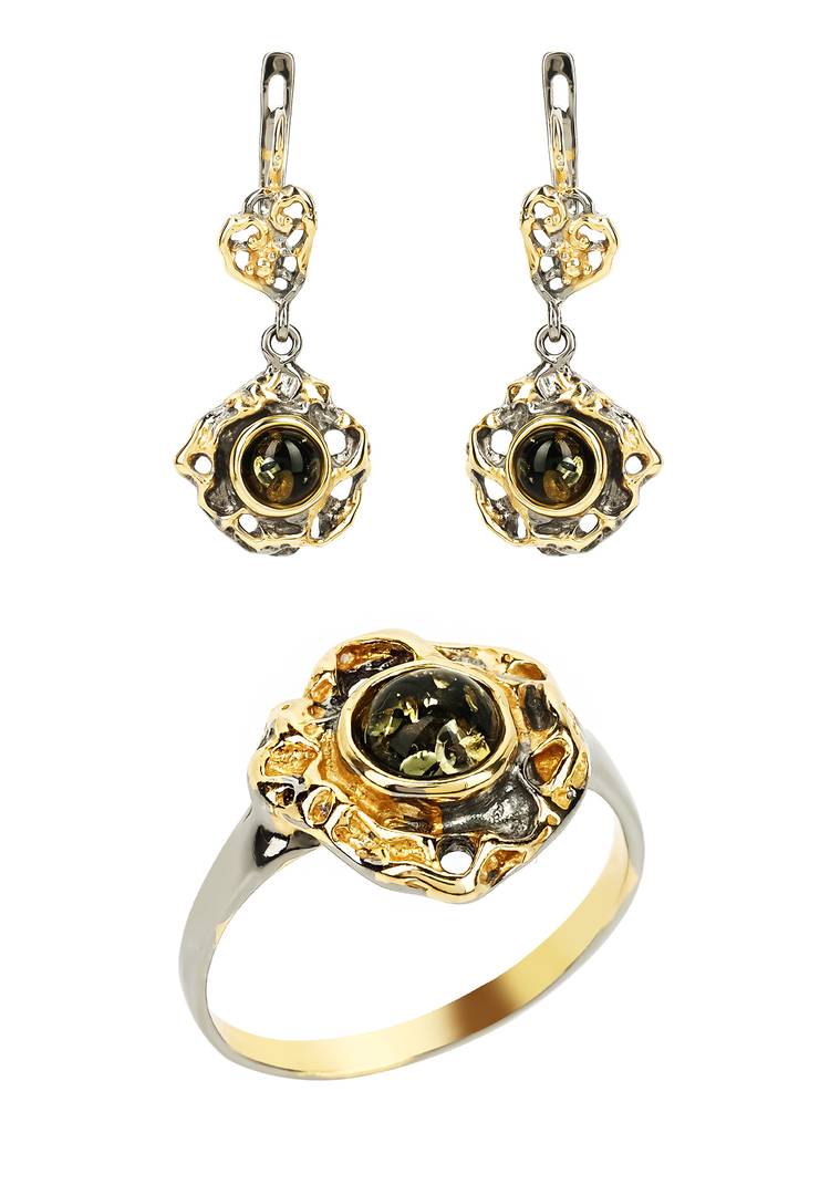 Серебр набор(серьг+кольц) Балтийская сказка шир.  750, рис. 2