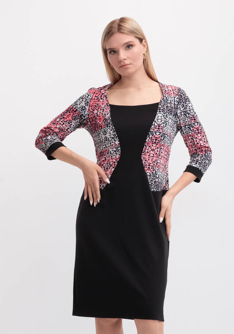 Платье классическое комбинированное из джерси шир.  750, рис. 2