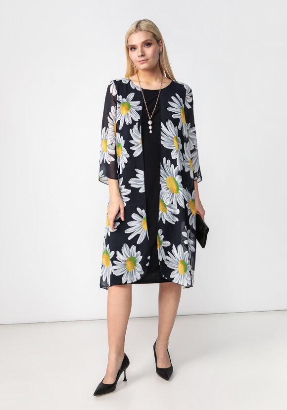 Платье трикотажное с шифоновой накидкой шир.  580, рис. 1