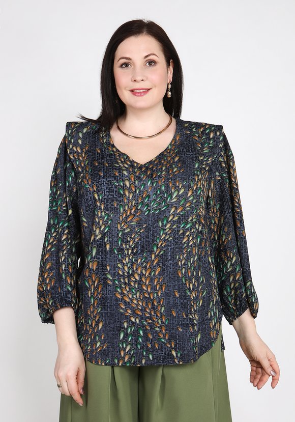 Блуза с декаративным рельефным плечом шир.  580, рис. 5