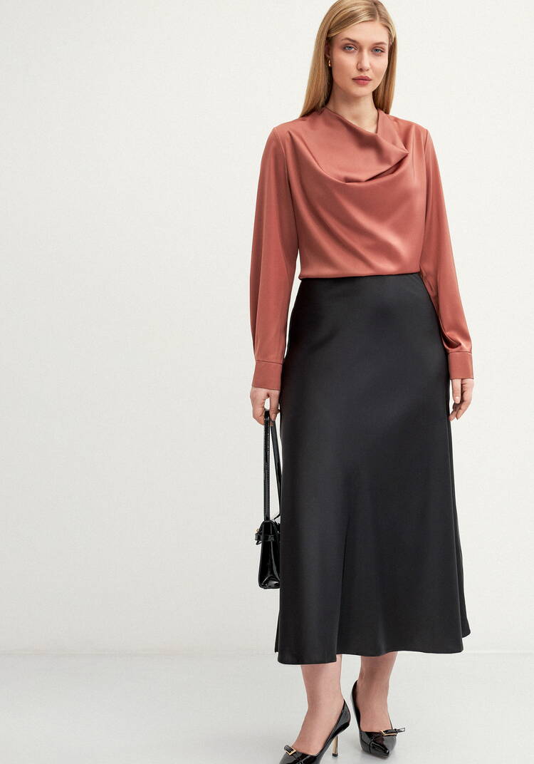 Блуза шелковая с воротником-хомутом шир.  750, рис. 12