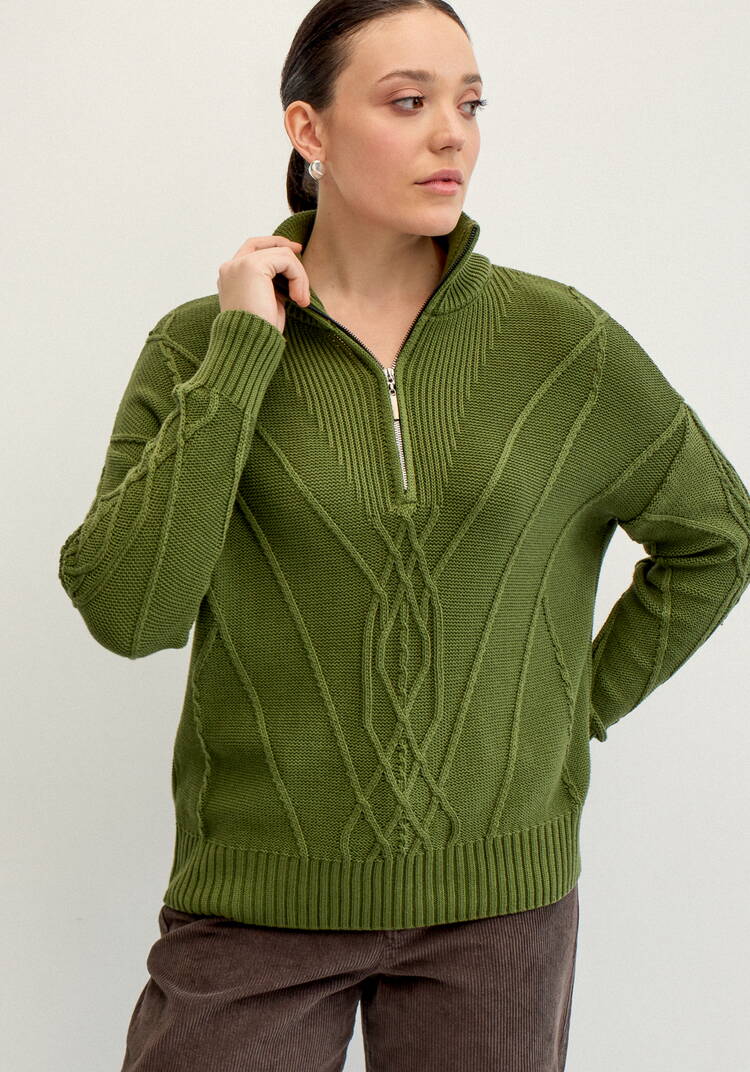 Свитер с фактурным рисунком на молнии шир.  750, рис. 8