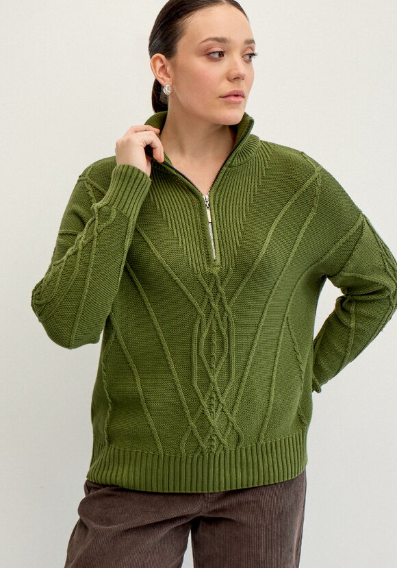 Свитер с фактурным рисунком на молнии шир.  580, рис. 8