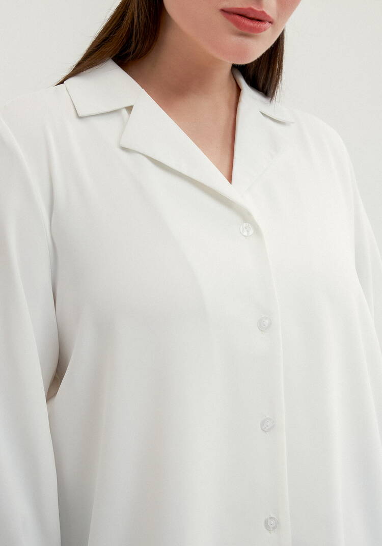 Блуза с отложным воротником с пуговицами шир.  750, рис. 5