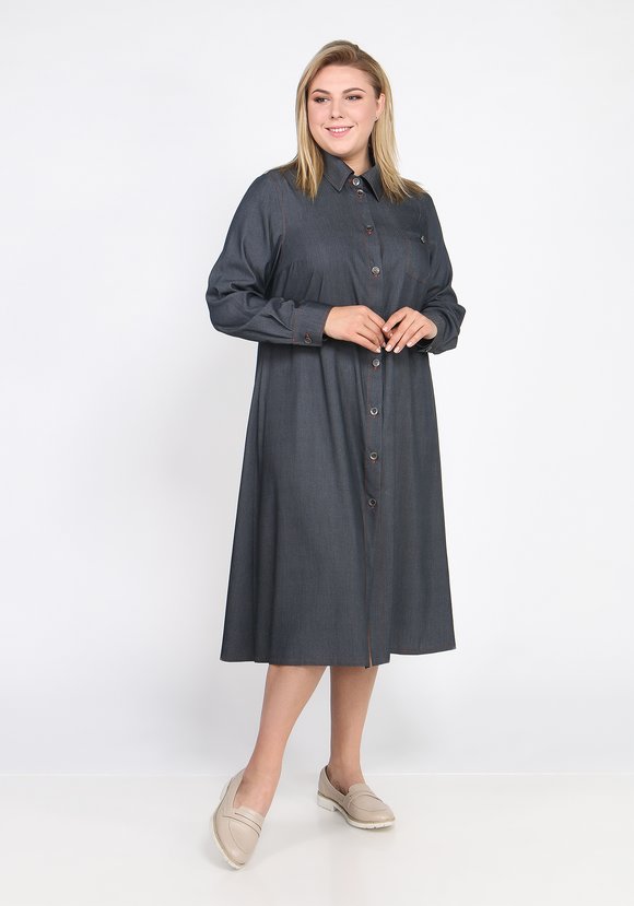 Платье-рубашка с поясом Инга шир.  580, рис. 4