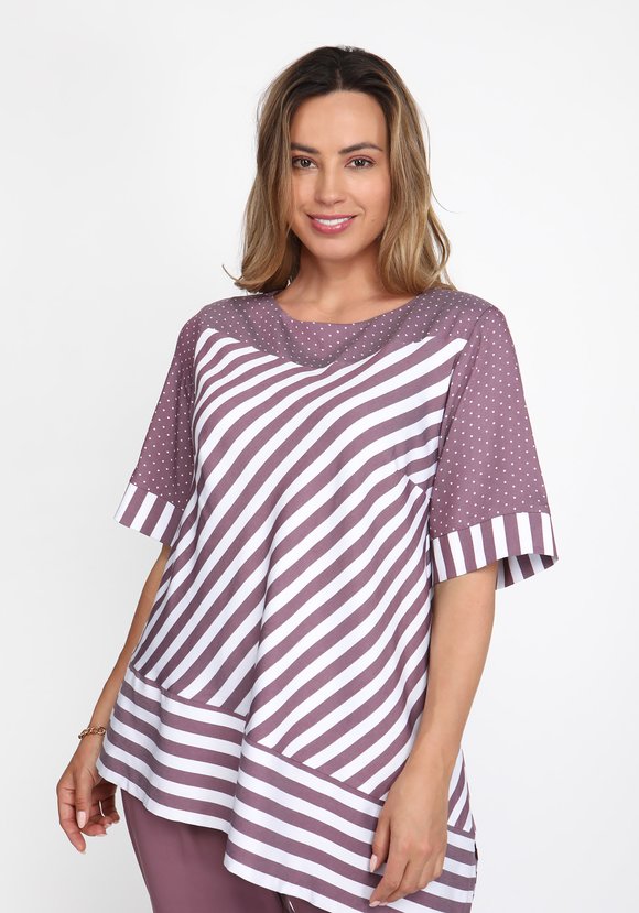 Туника из двух видов принтованной ткани шир.  580, рис. 4