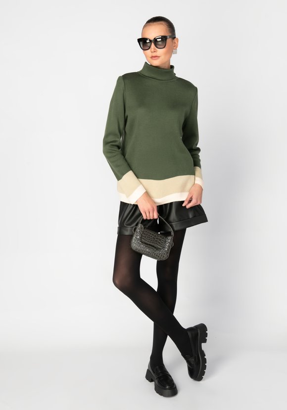 Свитер женский с контрастными полосами шир.  580, рис. 18