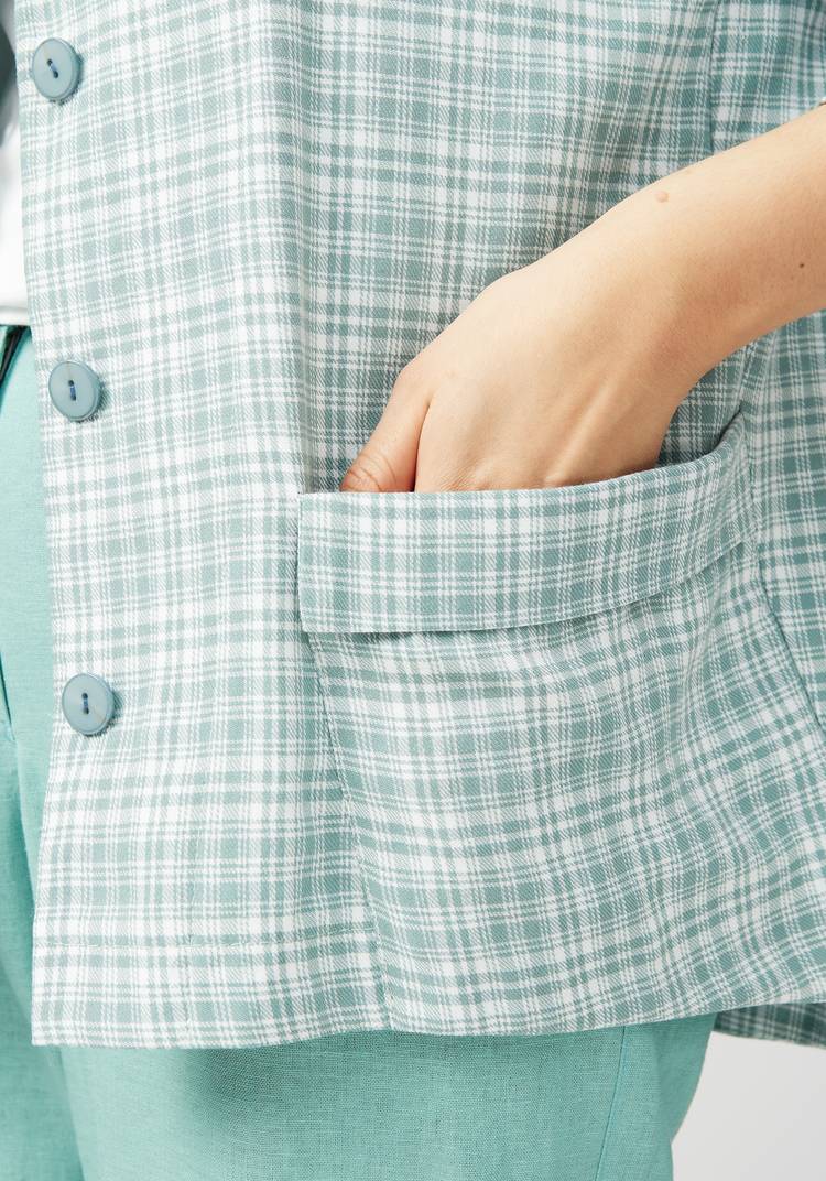 Пиджак в клетку из хлопка шир.  750, рис. 5