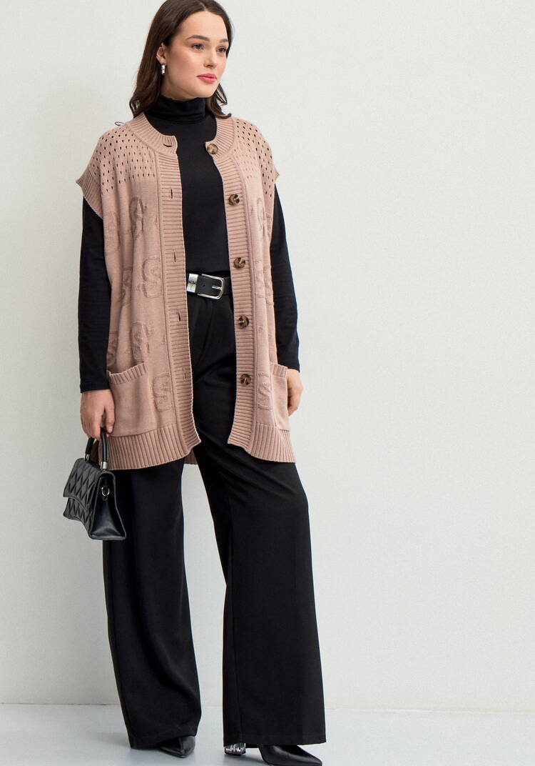 Жилет ажурный с карманами шир.  750, рис. 7