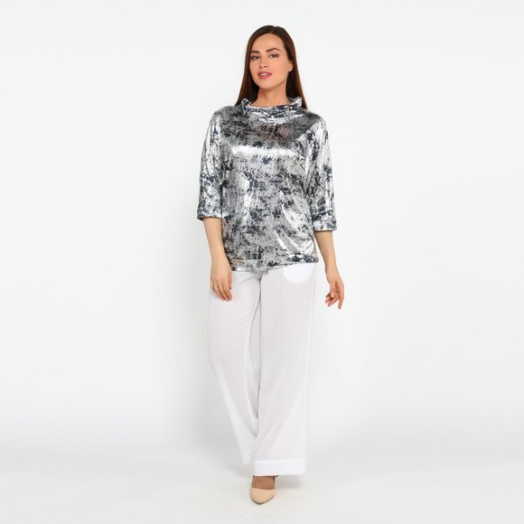 Блуза с блестящим принтом и воротником шир.  580, рис. 8