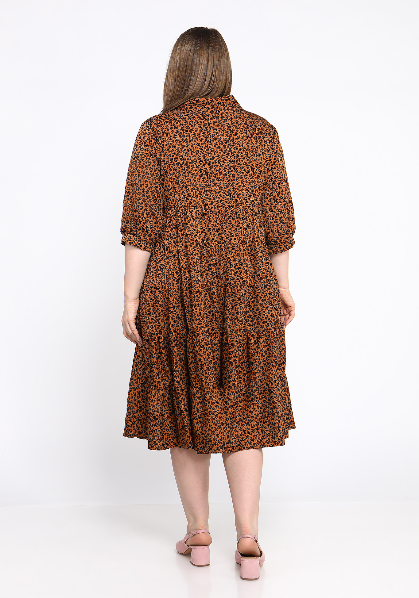 Платье с воротом "Хомут" Bianka Modeno, размер 50, цвет коричневый - фото 3