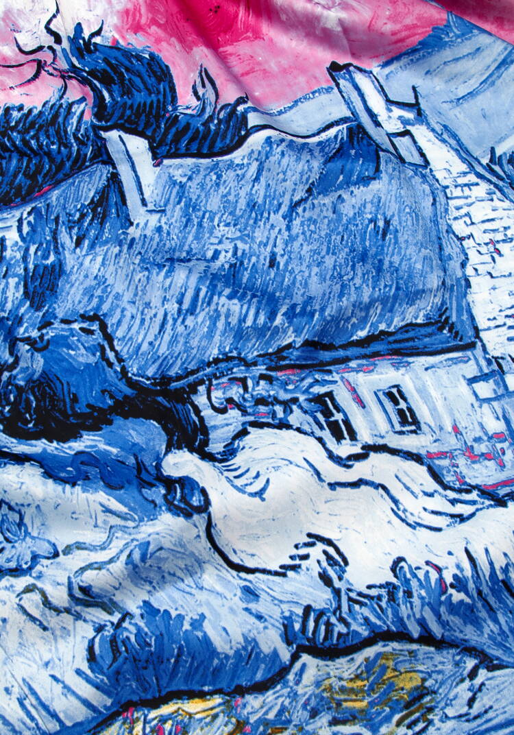 Платок с рисунком пейзажа шир.  750, рис. 3