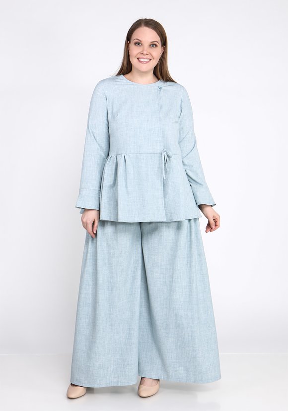 Брюки широкие со складками на карманах шир.  580, рис. 7