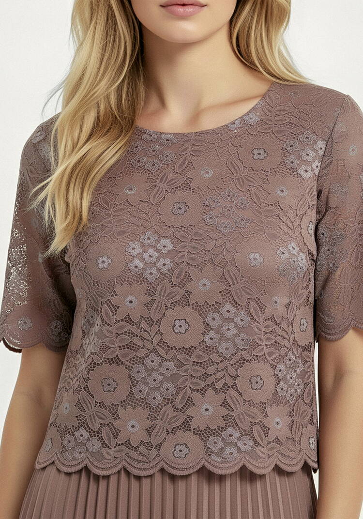 Платье комбинированное с ажурной тканью шир.  750, рис. 6