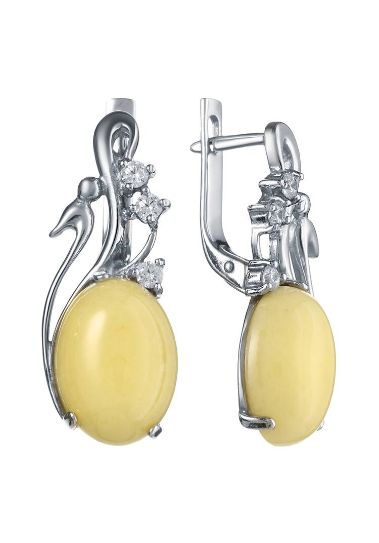 Серьги серебряные Царская птица шир.  750, рис. 1