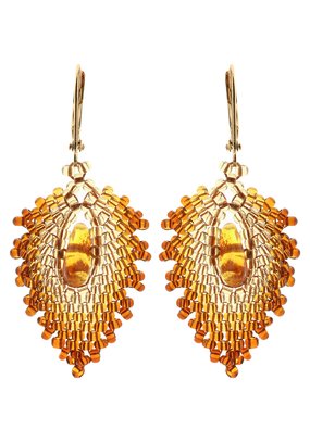 Серьги  Янтарные листья