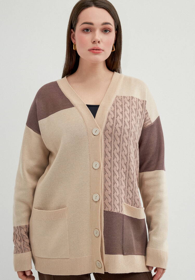 Кардиган с разноцветными вставками шир.  750, рис. 7