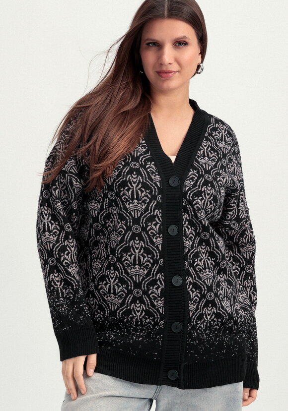 Кардиган с узорами и эффектом деграде шир.  580, рис. 1